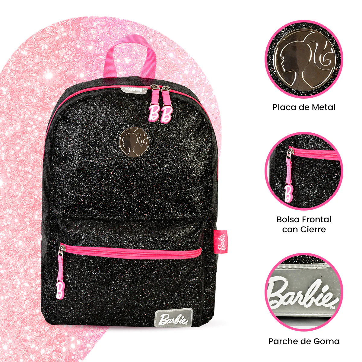 Foto 5 pulgar | Mochila Backpack Barbie Negra con Brillos Brillante