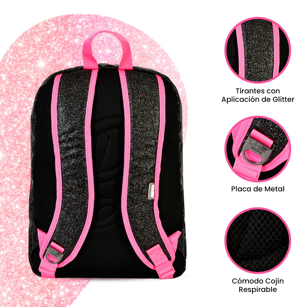 Foto 6 pulgar | Mochila Backpack Barbie Negra con Brillos Brillante