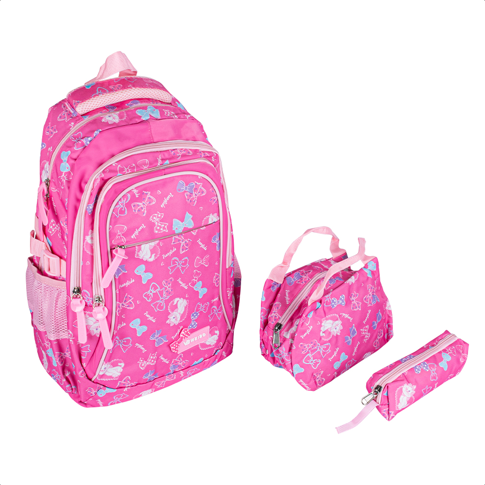 Foto 2 pulgar | Kit Escolar Mochila Lonchera Lapicera Diseño de Gato Rosa
