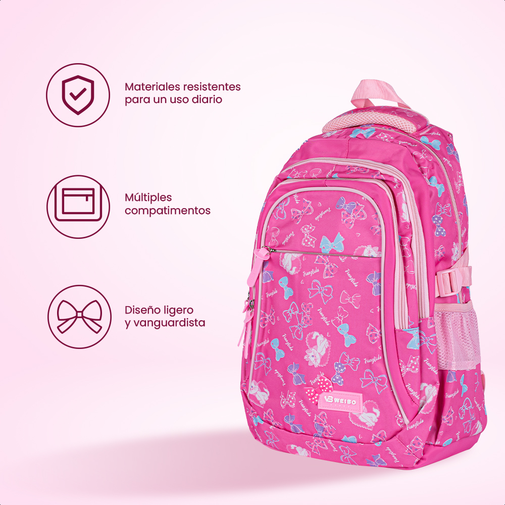 Foto 7 pulgar | Kit Escolar Mochila Lonchera Lapicera Diseño de Gato Rosa