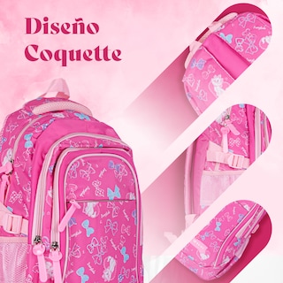 Foto 7 | Kit Escolar Mochila Lonchera Lapicera Diseño de Gato Rosa