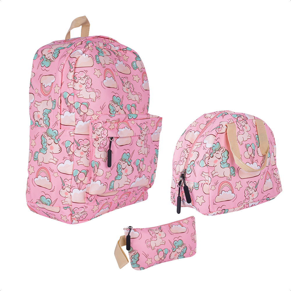 Foto 2 pulgar | Kit Escolar Coquette Mochila Lonchera Lapicera Unicornio Rosa
