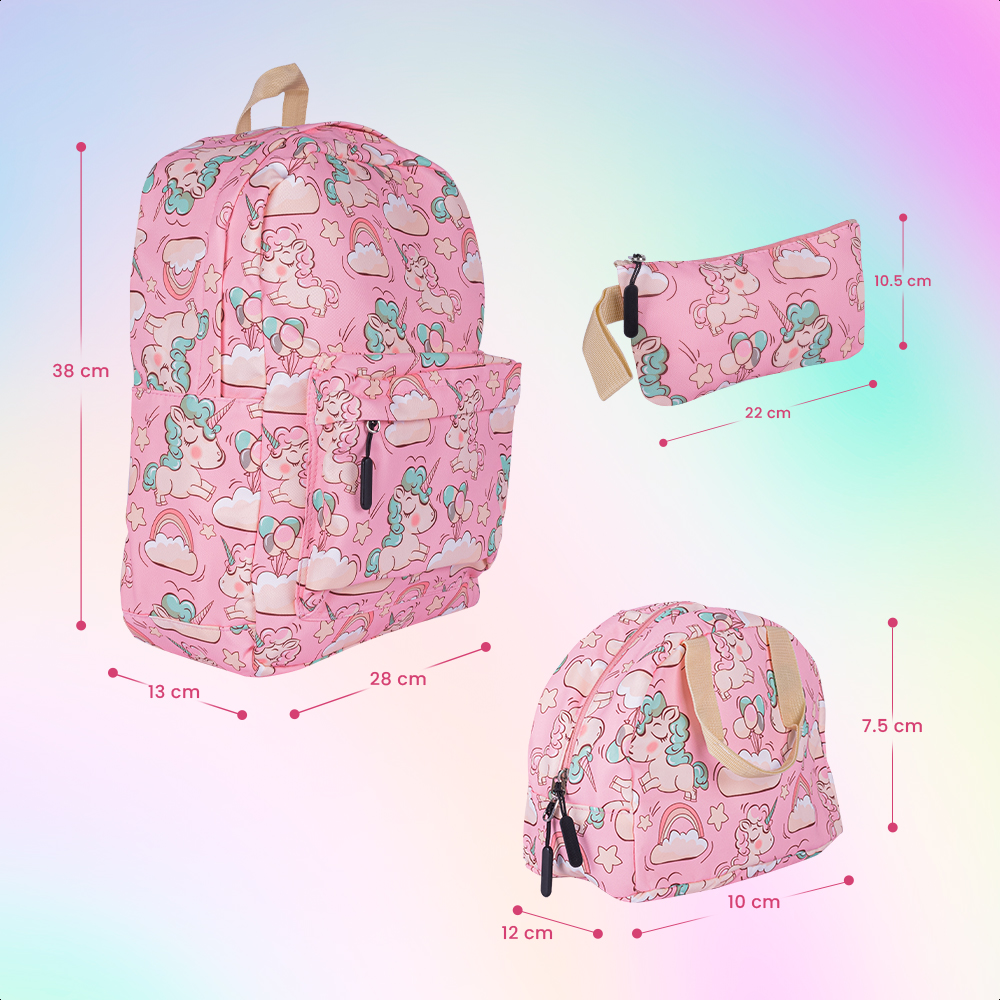 Foto 6 pulgar | Kit Escolar Coquette Mochila Lonchera Lapicera Unicornio Rosa
