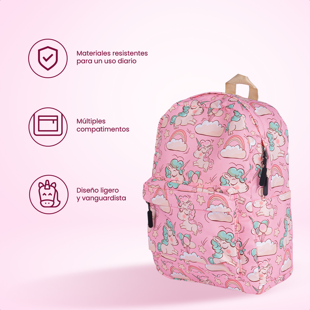 Foto 7 pulgar | Kit Escolar Coquette Mochila Lonchera Lapicera Unicornio Rosa