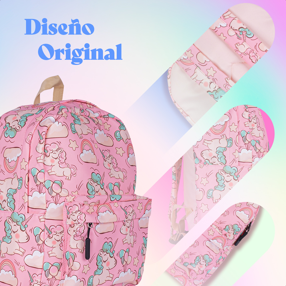 Foto 8 pulgar | Kit Escolar Coquette Mochila Lonchera Lapicera Unicornio Rosa