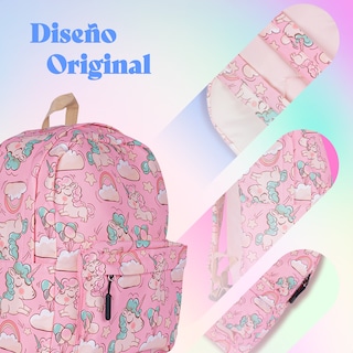 Foto 7 | Kit Escolar Coquette Mochila Lonchera Lapicera Unicornio Rosa