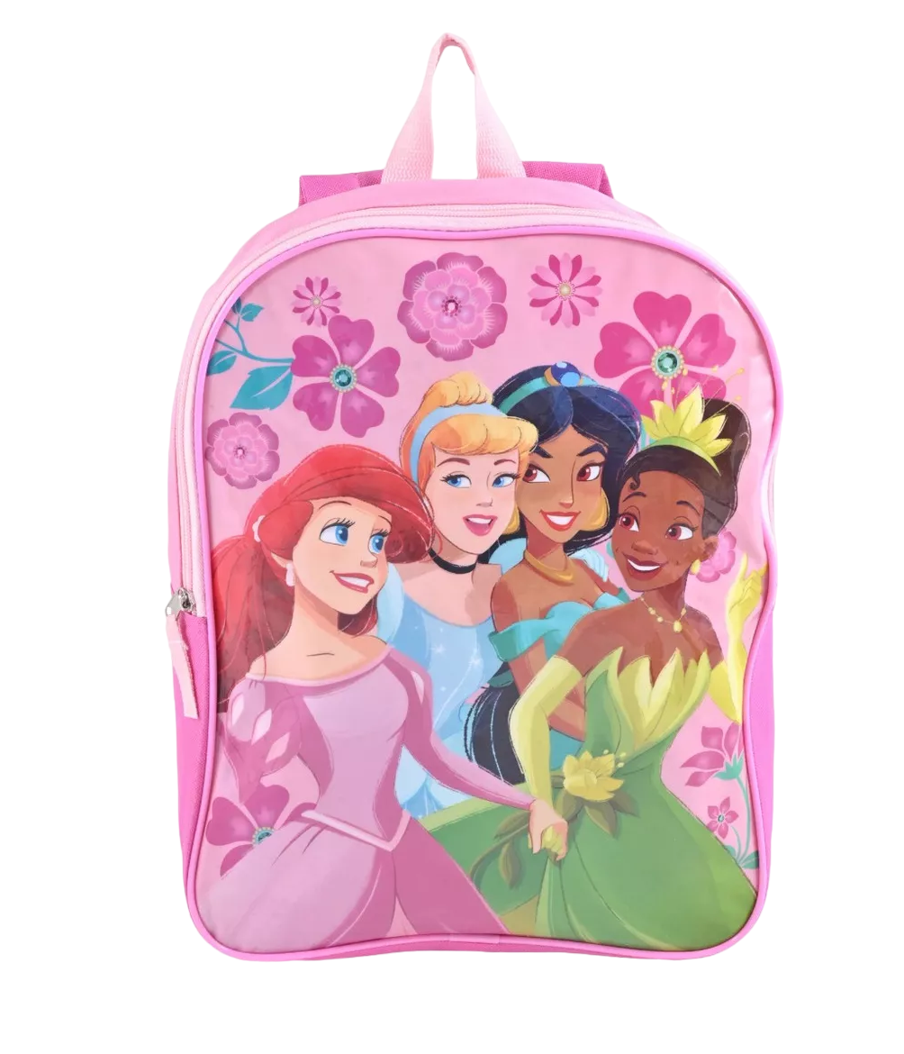 Mochila Escolar Preescolar Correas Ajustables Princessas Color Rosa