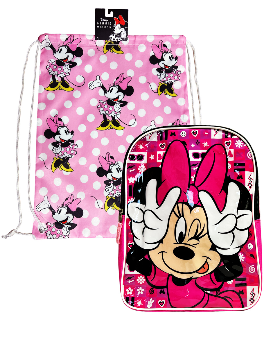 Set de Mochila Infantil con Morral Minnie Mouse Rosa