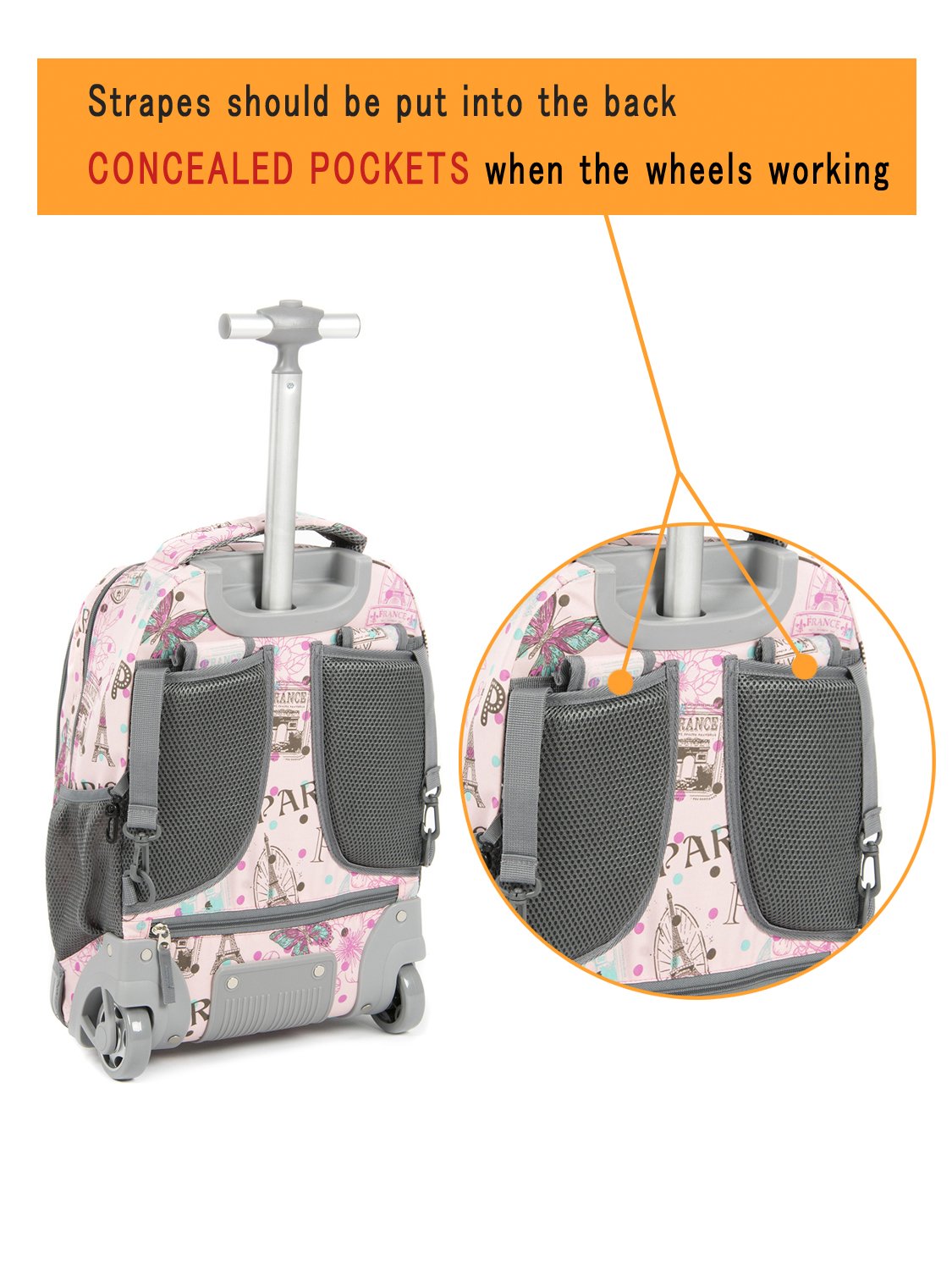 Foto 3 pulgar | Mochila con Ruedas Tilami Kids 45 cm Rosa - Venta Internacional