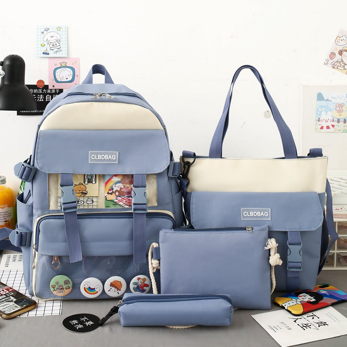 Foto 6 pulgar | Set de Mochilas Azules para Niñas y Adolescentes 4 Piezas  - Venta Internacional