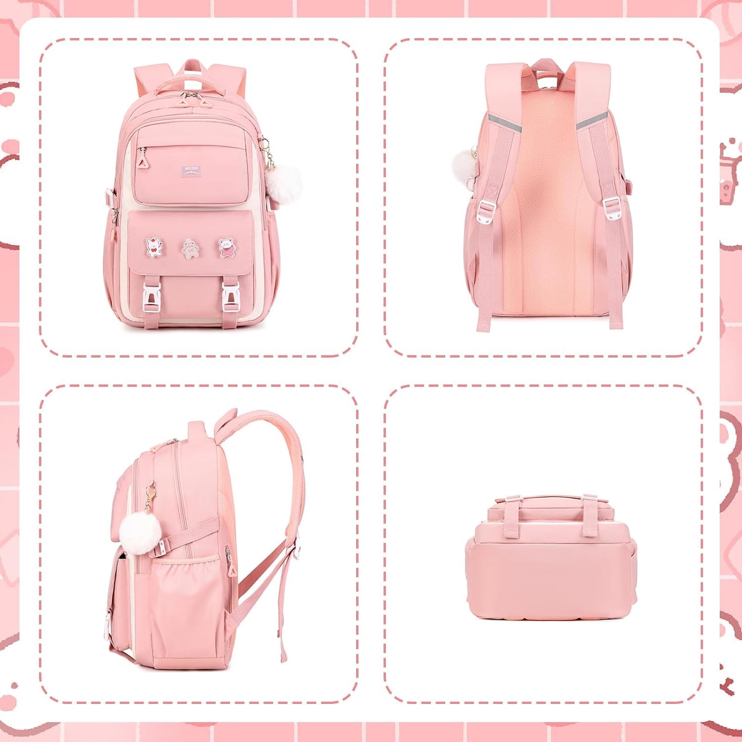 Foto 6 pulgar | Mochila Escolar Omkarsy Rosa para Niñas - Venta Internacional