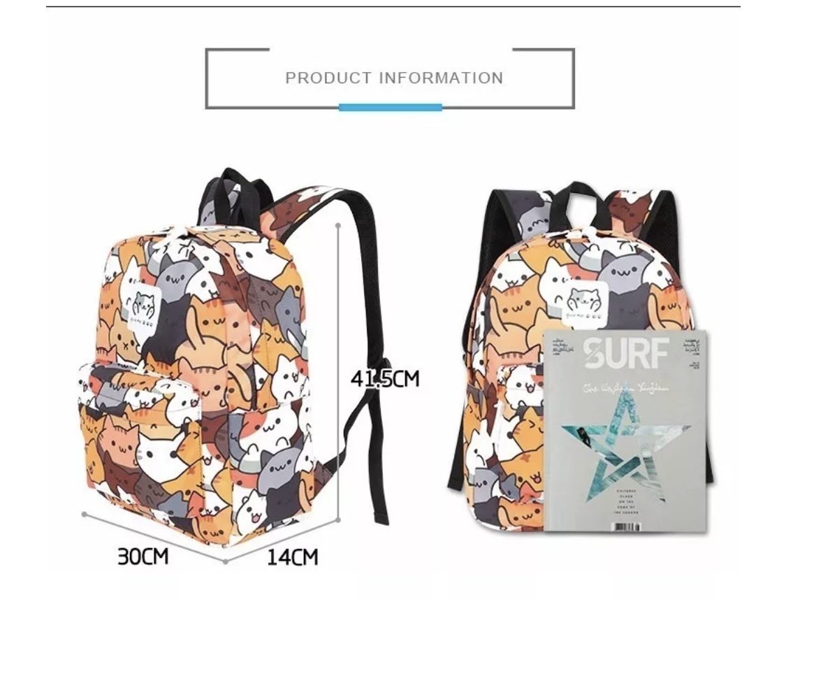 Foto 4 pulgar | Mochila Backpack Estampado Gatito Preescolar Primaria Kawaii T