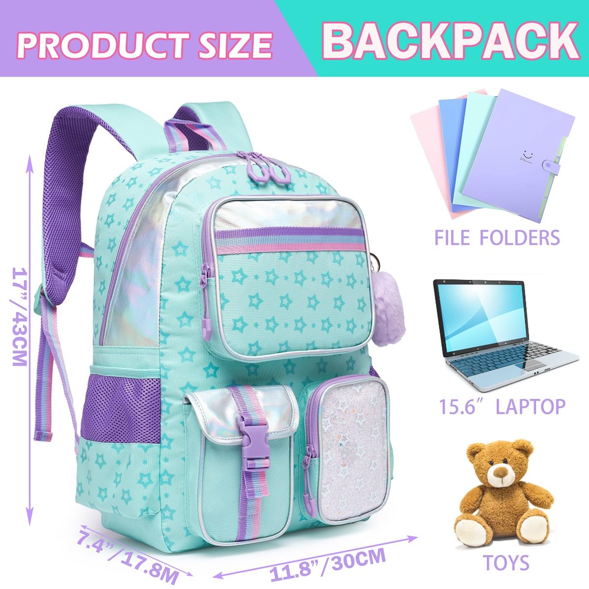 Foto 3 pulgar | Mochila Escolar Meetbelify Azul Infantil-Venta Internacional