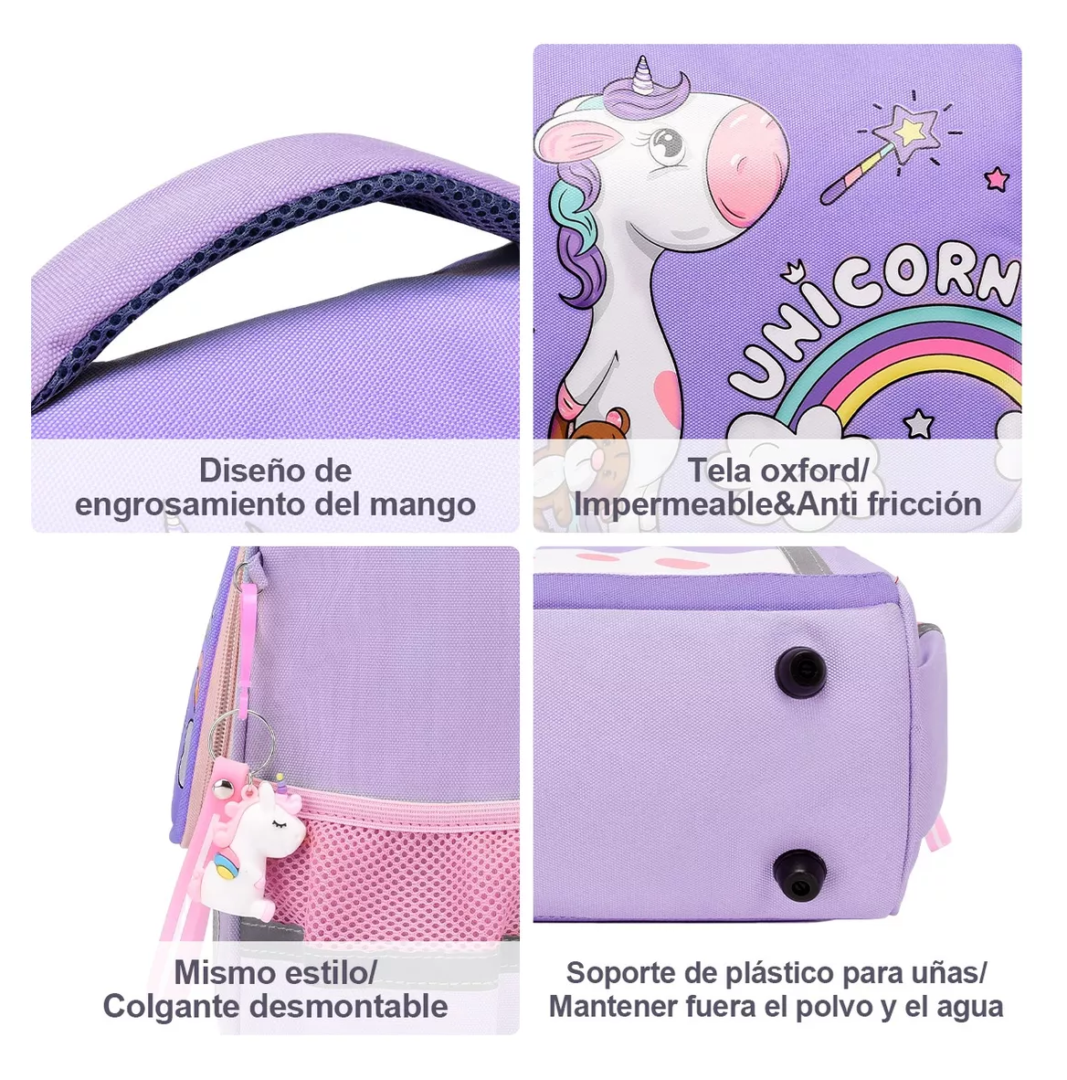 Foto 4 pulgar | Mochila Escolar Con Kawaii Unicornio Violeta