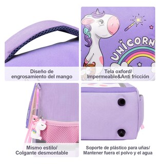 Foto 3 | Mochila Escolar Con Kawaii Unicornio Violeta