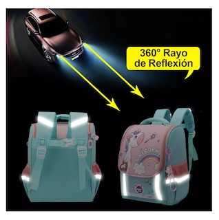 Foto 2 | Mochila Escolar Con Kawaii Unicornio Verde Con Rosa