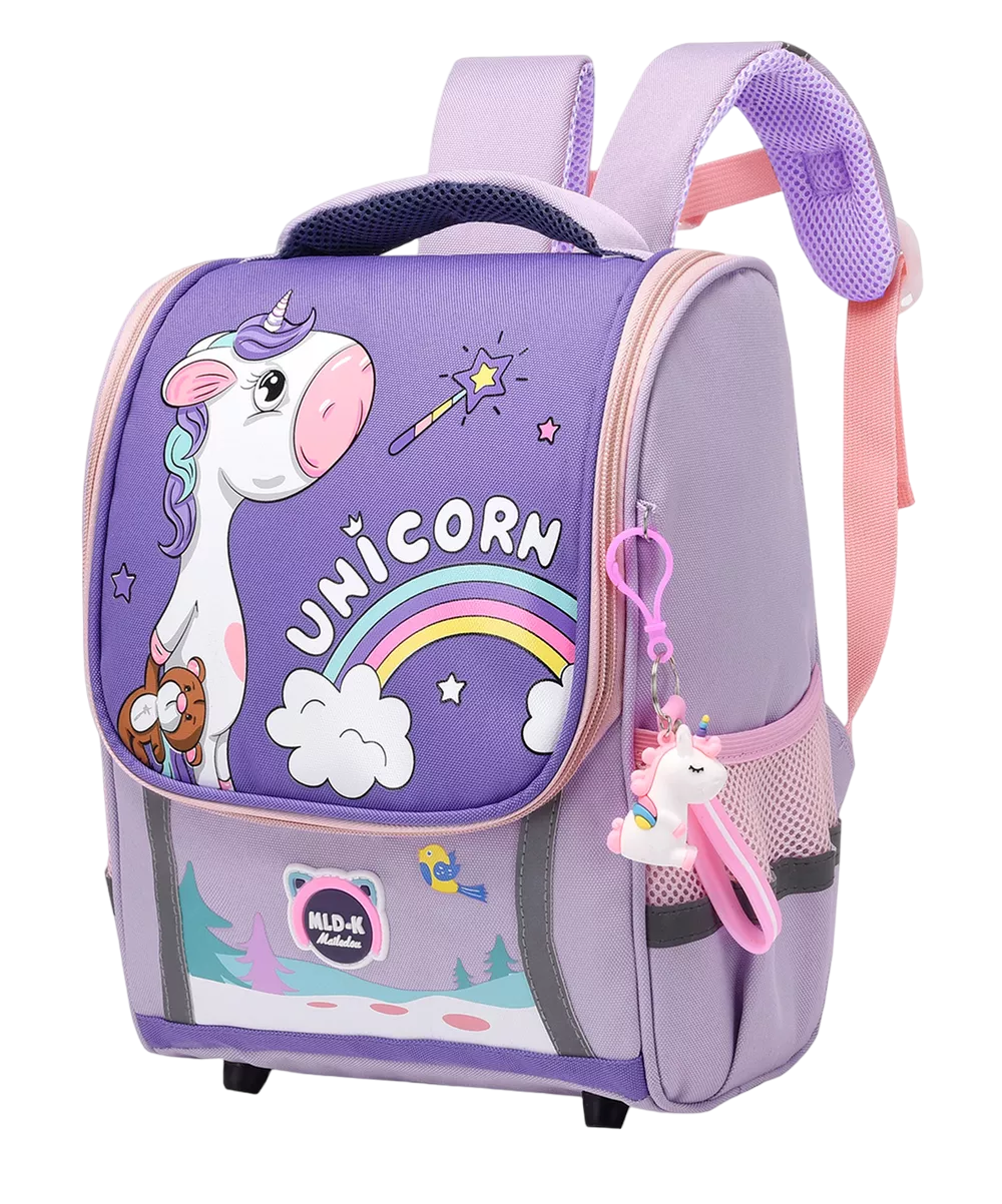 Foto 2 pulgar | Mochila Escolar Con Kawaii Unicornio Violeta
