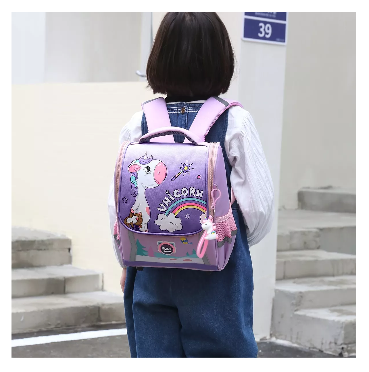 Foto 5 pulgar | Mochila Escolar Con Kawaii Unicornio Violeta