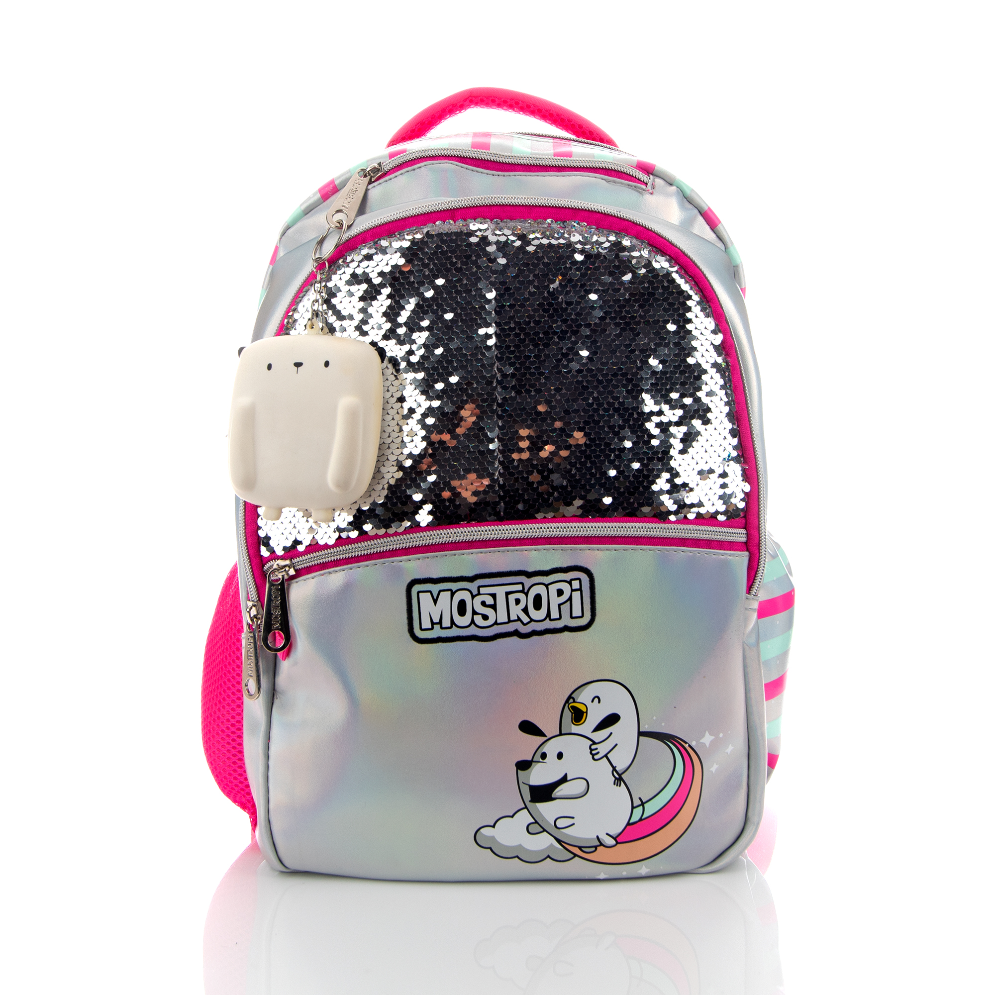 Mochila Mostropi Lentejuela Plateado