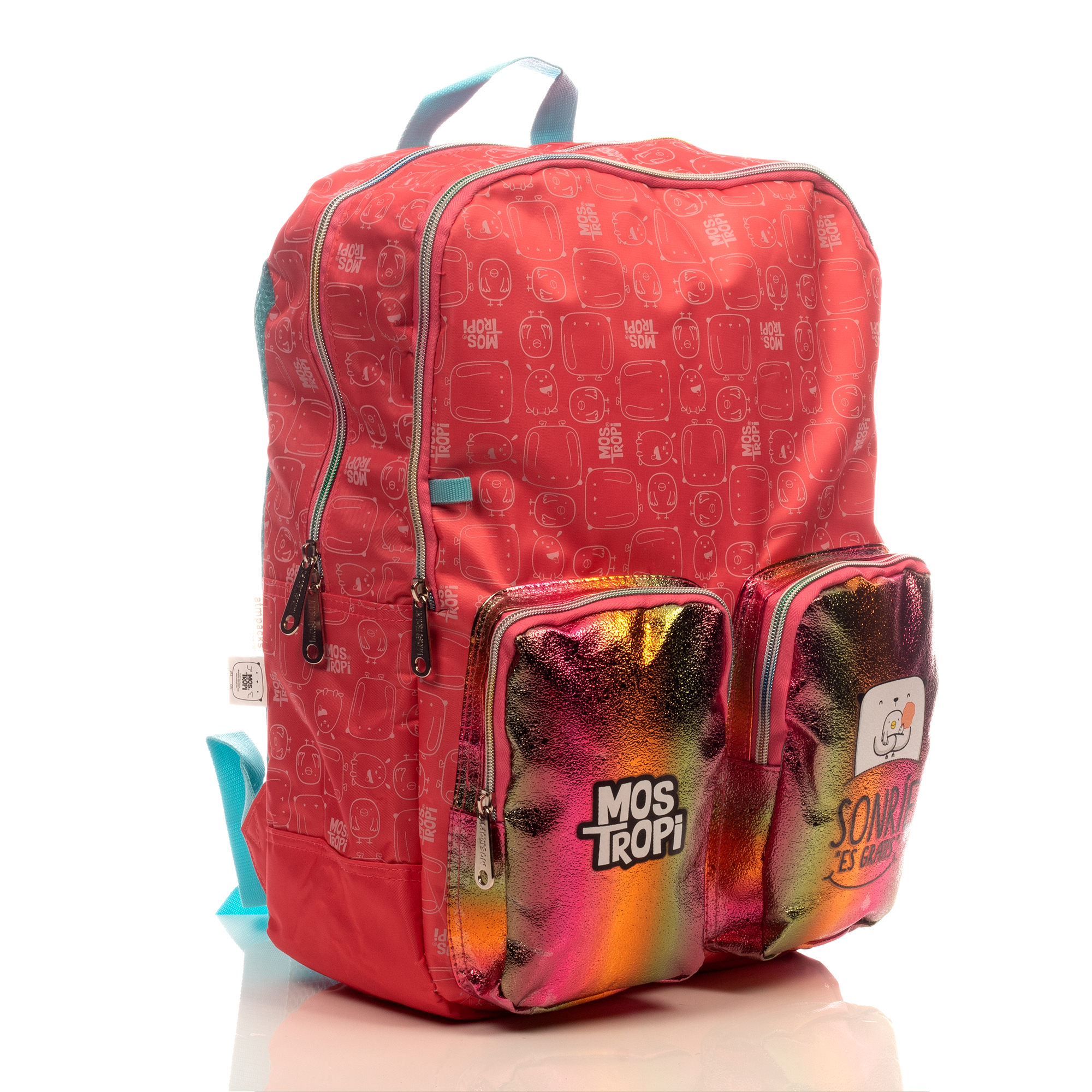 Foto 3 pulgar | Mochila Mostropi Sonrie Es Gratis Backpack Rosa