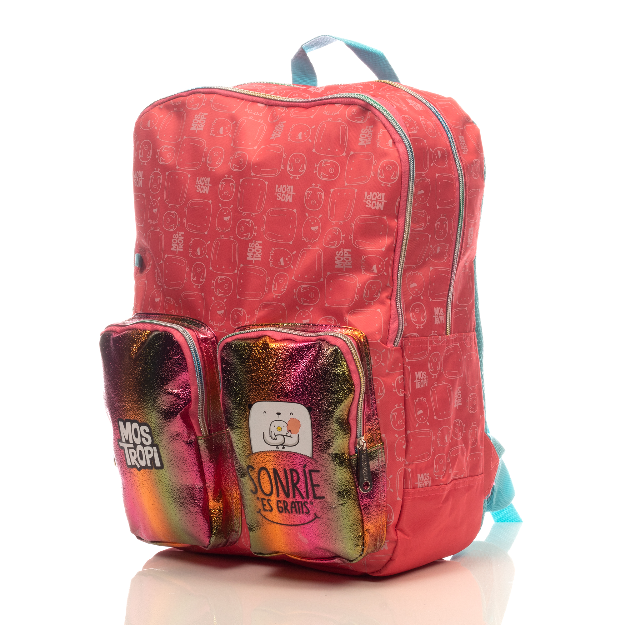 Foto 4 pulgar | Mochila Mostropi Sonrie Es Gratis Backpack Rosa