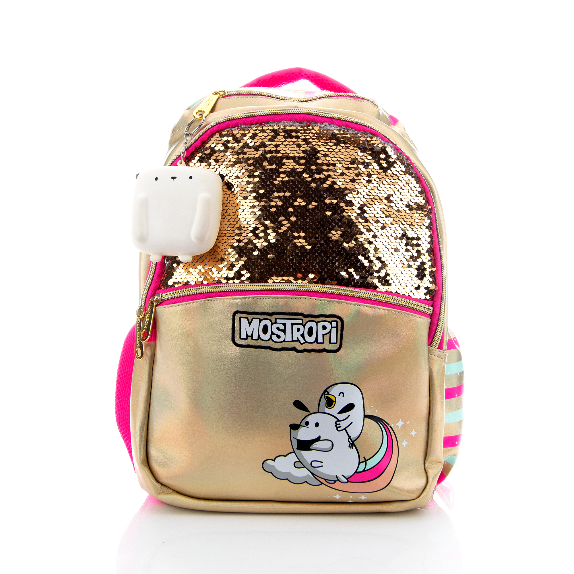 Foto 2 pulgar | Mochila Atmpacks Mostropi Oro Lentejuela Reversible