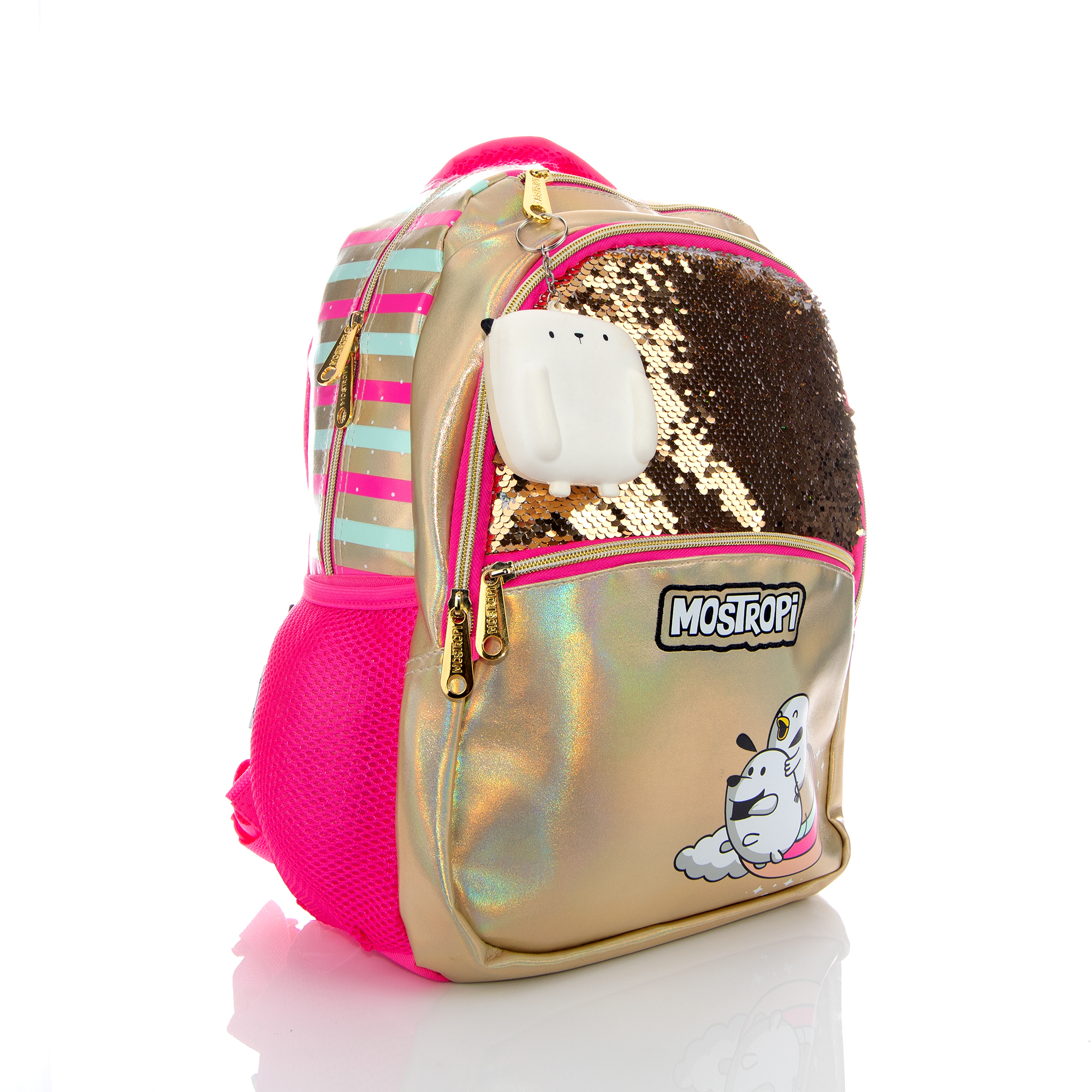 Foto 3 pulgar | Mochila Atmpacks Mostropi Oro Lentejuela Reversible