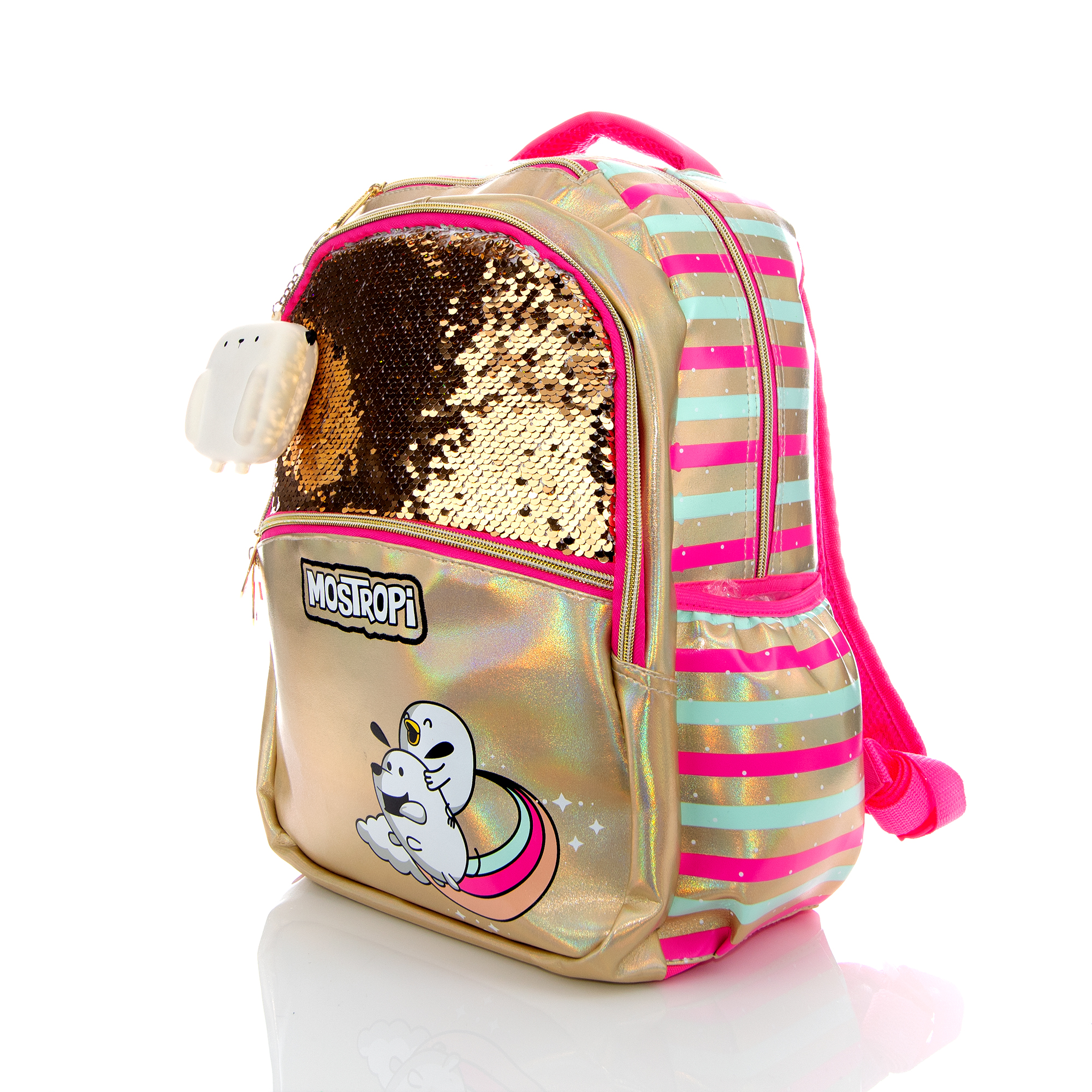 Foto 4 pulgar | Mochila Atmpacks Mostropi Oro Lentejuela Reversible