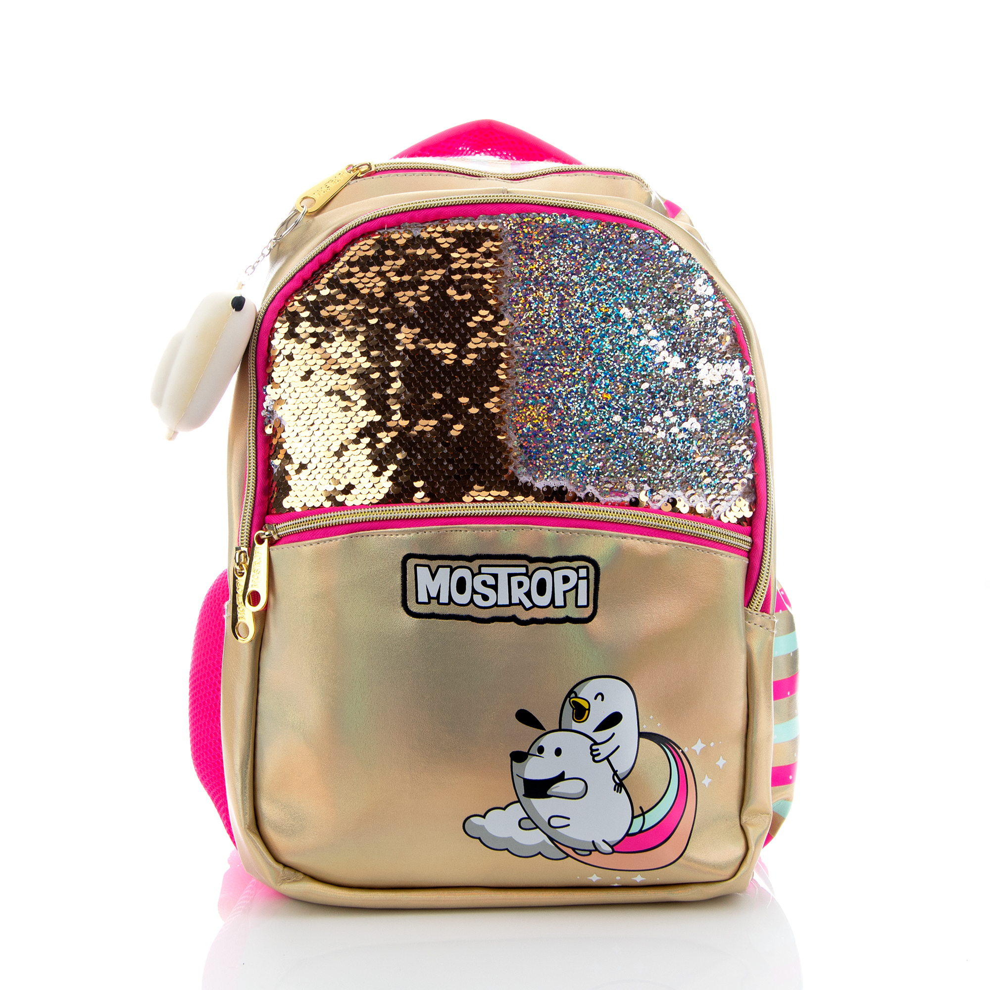 Foto 6 pulgar | Mochila Atmpacks Mostropi Oro Lentejuela Reversible