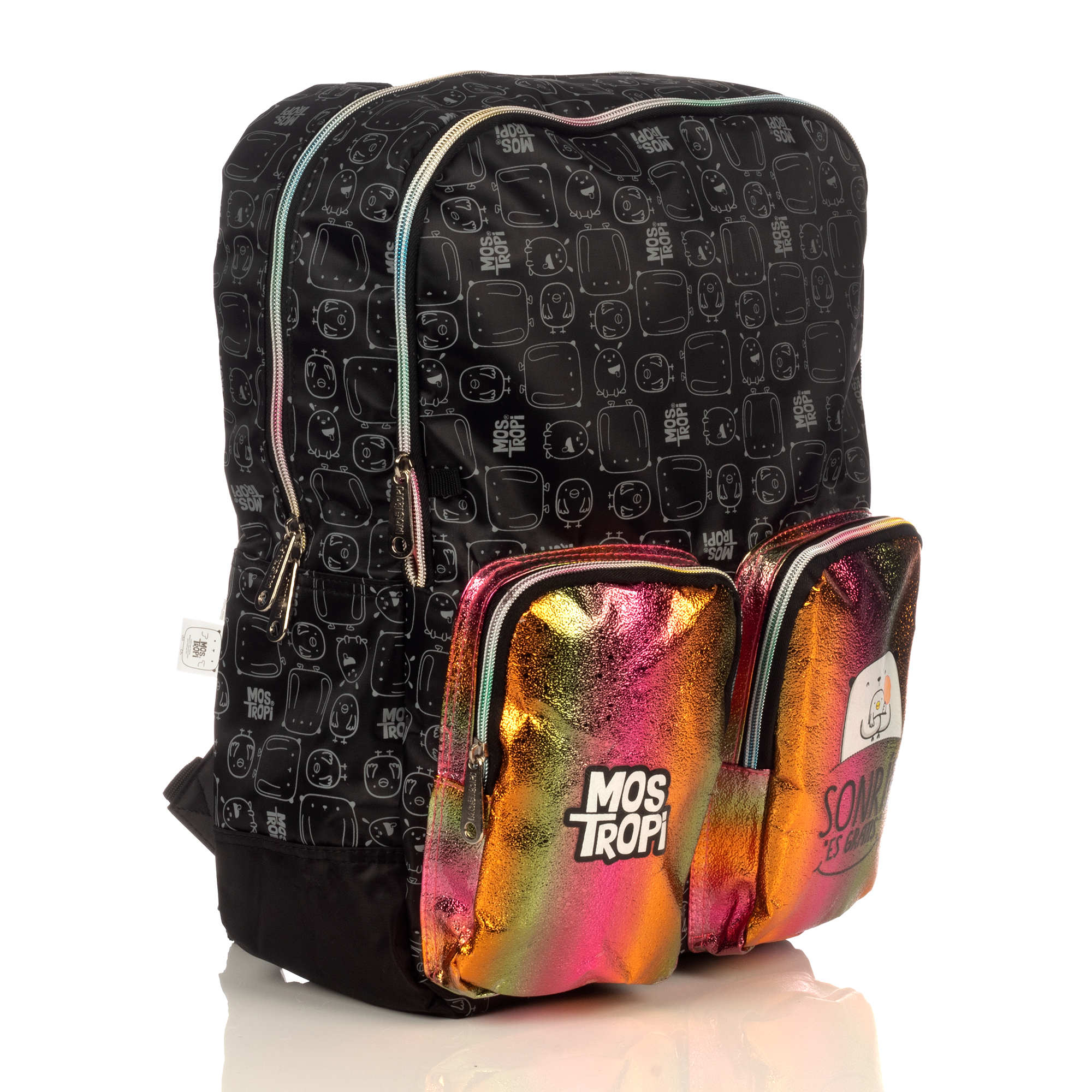 Foto 3 pulgar | Mochila Mostropi Sonrie Es Gratis Original Backpack Negro