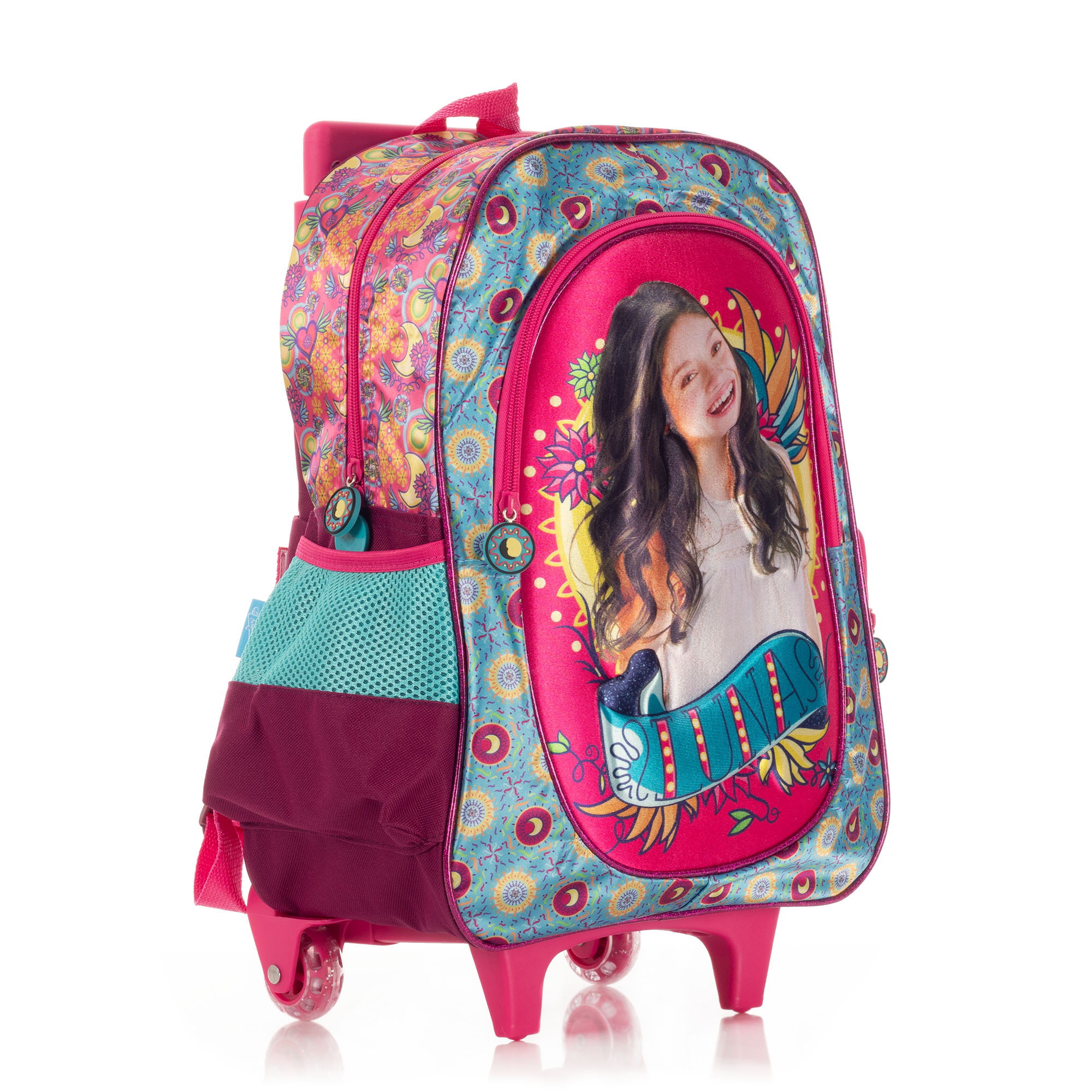 Foto 3 pulgar | Mochila Soy Luna Azul - Rosa Con Ruedas 0218