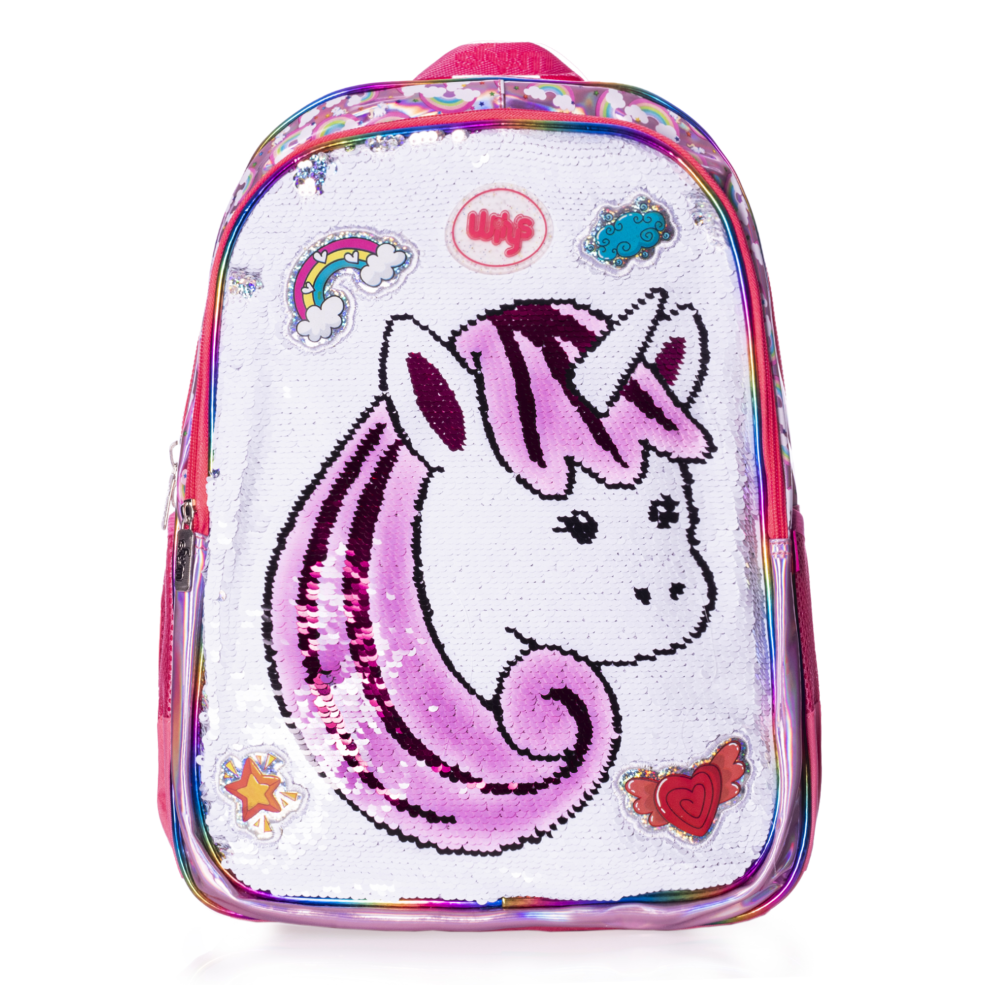 Mochila ATM Unicornio Arcoiris Lentejuela Wily 0396