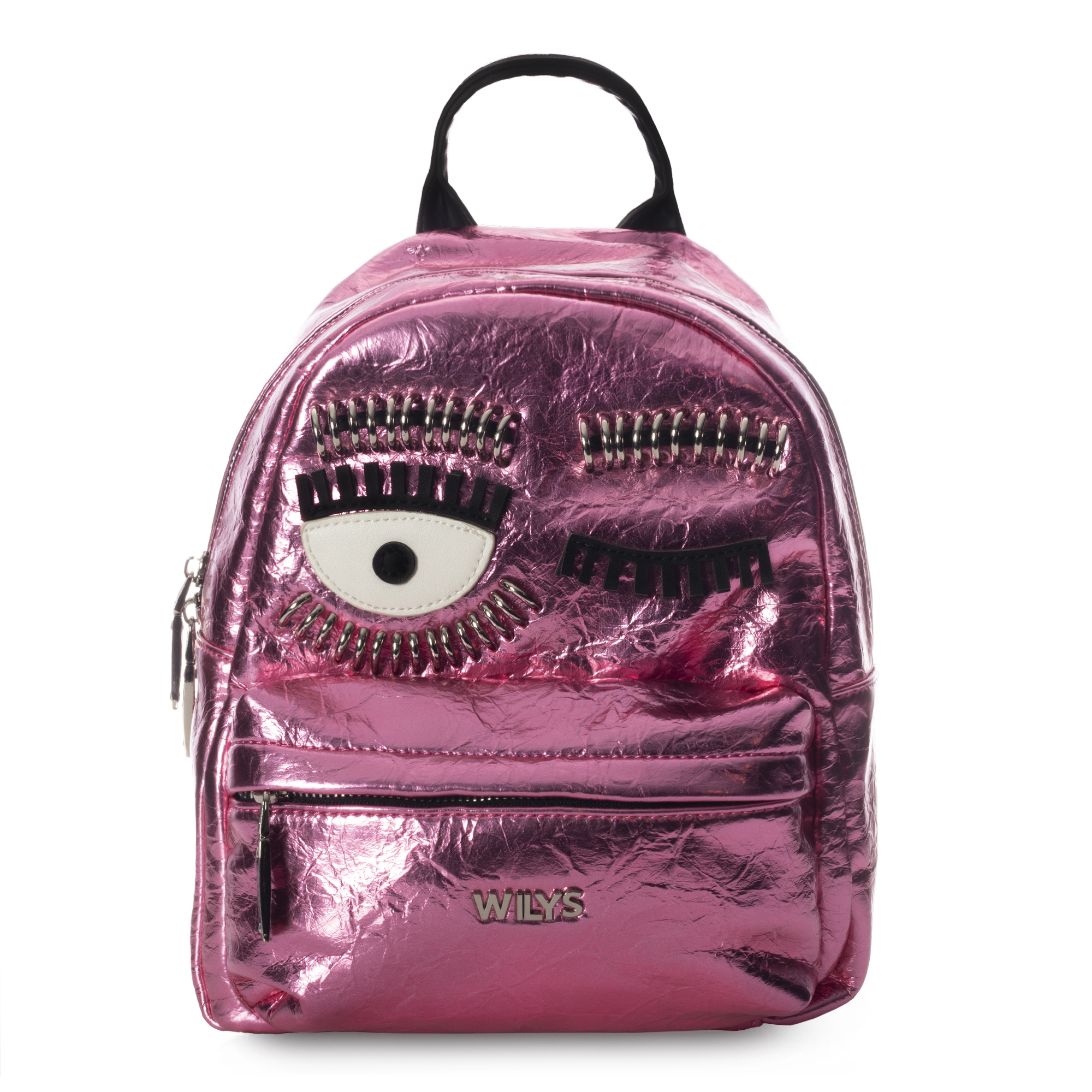 Foto 2 pulgar | Mini Backpack Wink Corrugada Rosa Wilys Mochila Diseño De La Tela Brilloso.