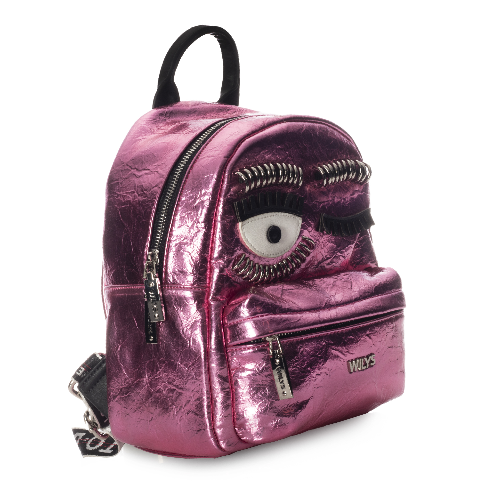 Foto 3 pulgar | Mini Backpack Wink Corrugada Rosa Wilys Mochila Diseño De La Tela Brilloso.