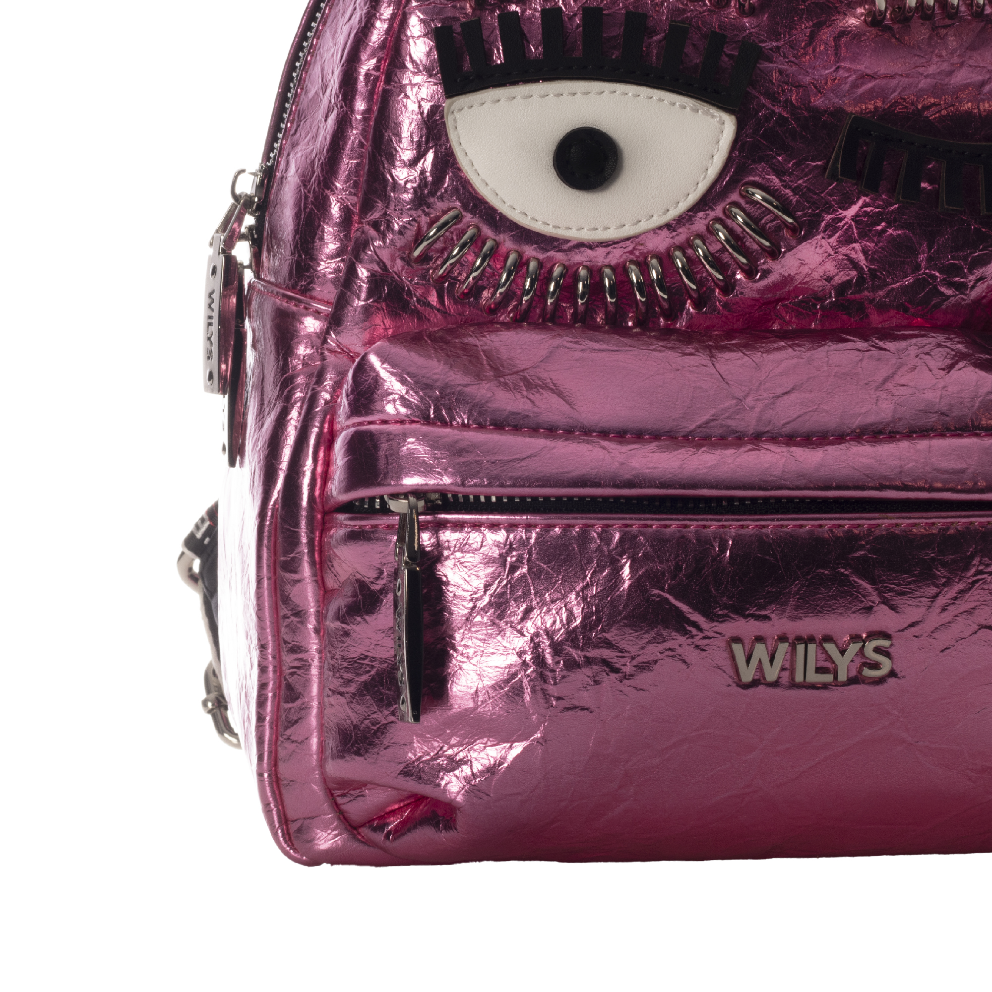 Foto 6 pulgar | Mini Backpack Wink Corrugada Rosa Wilys Mochila Diseño De La Tela Brilloso.