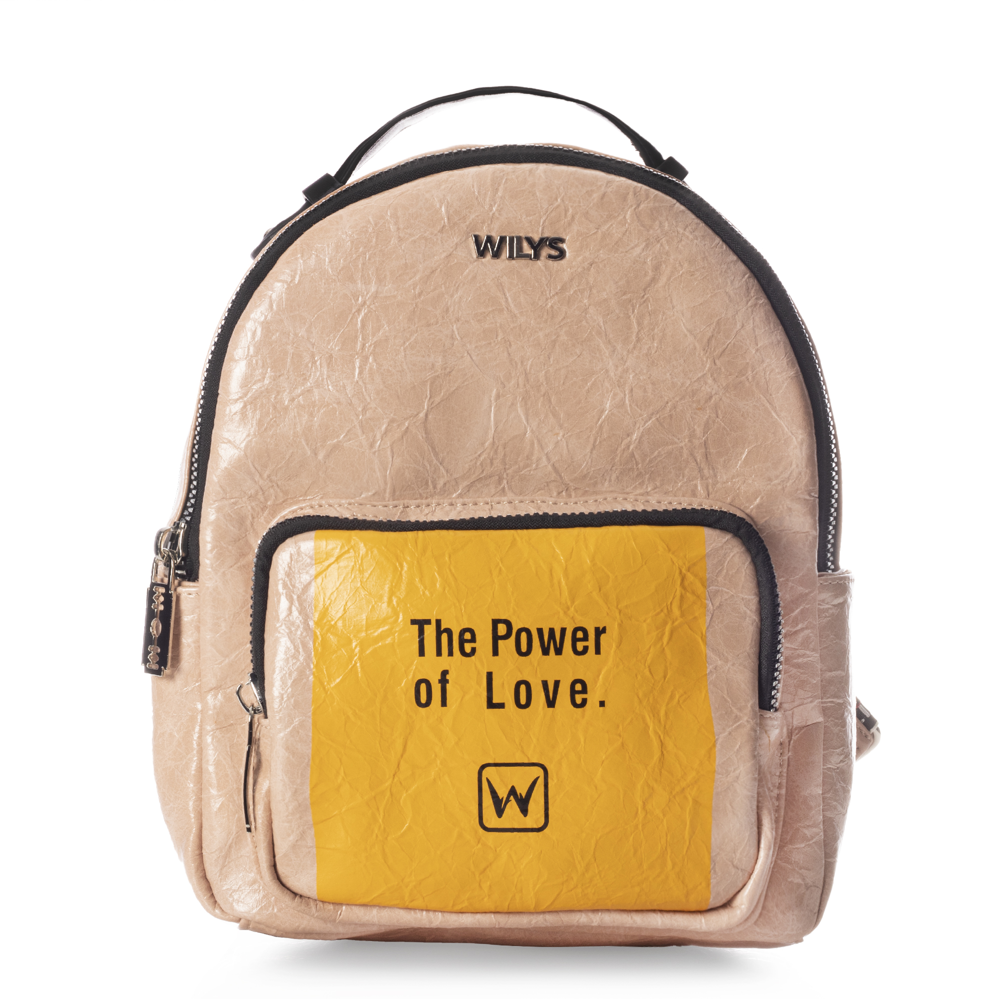 Foto 2 pulgar | Mini Backpack The Power Of Love Café Wilys Mochila Color Beige Diseño De La Tela Liso