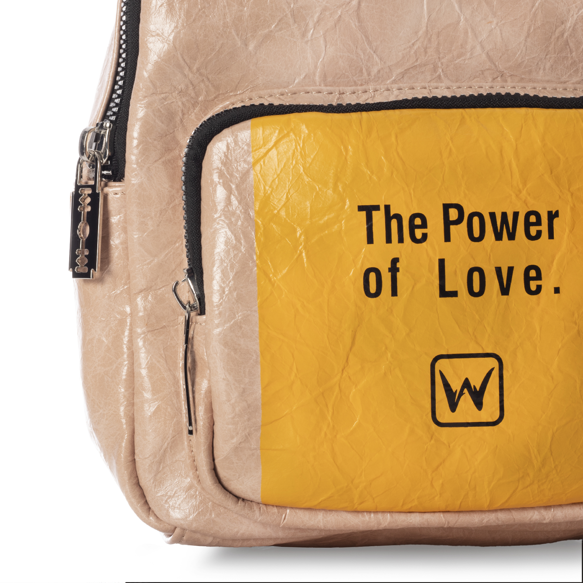 Foto 5 pulgar | Mini Backpack The Power Of Love Café Wilys Mochila Color Beige Diseño De La Tela Liso