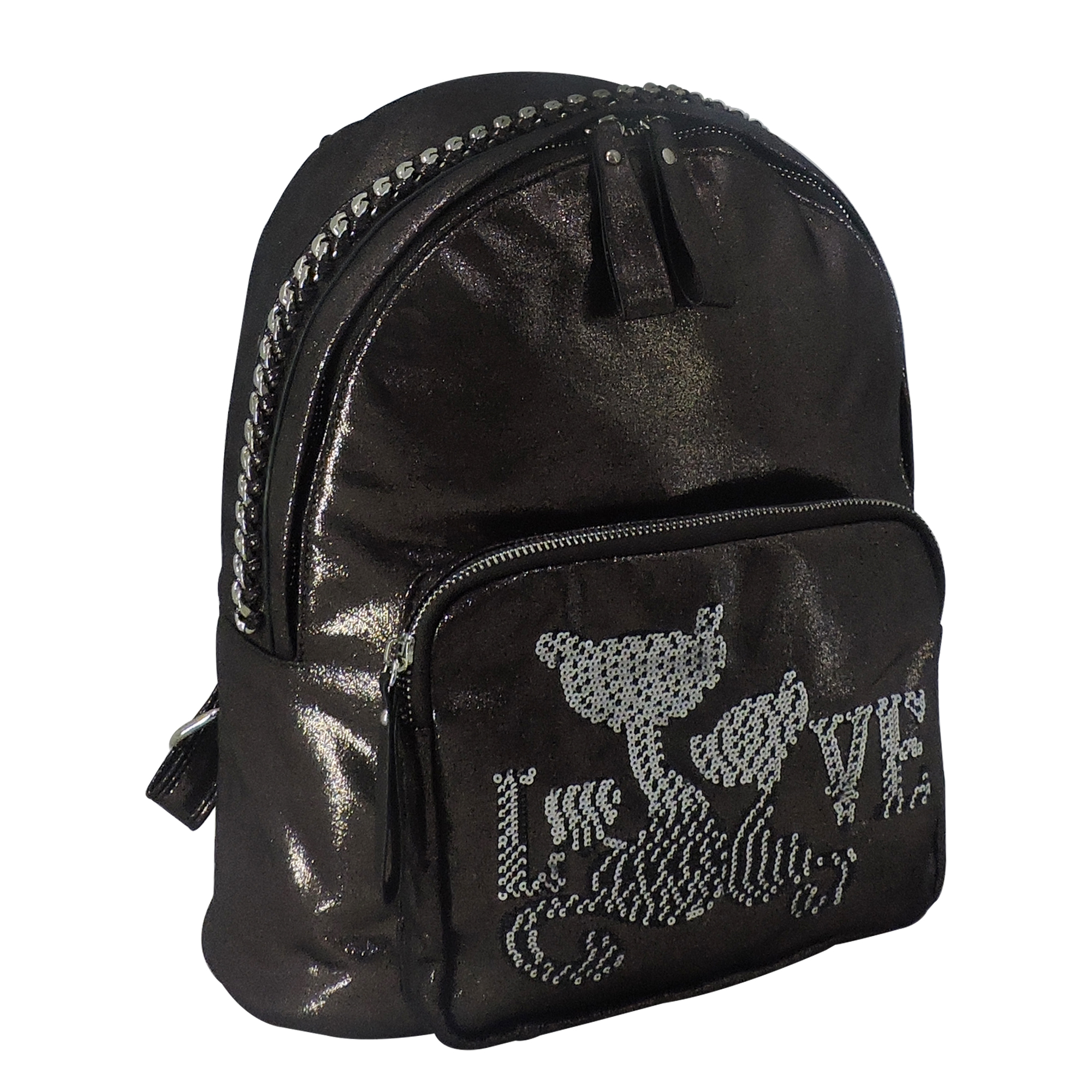 Foto 3 pulgar | Mini Backpack Love Glitter Gris Wilys Mochila