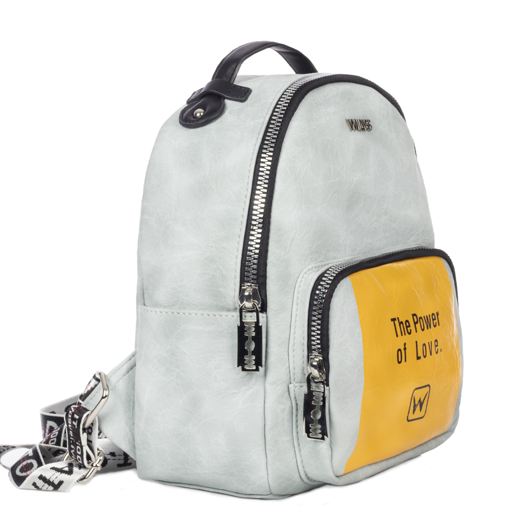 Foto 3 pulgar | Mini Backpack The Power Of Love Azul Wilys Mochila Diseño De La Tela Liso