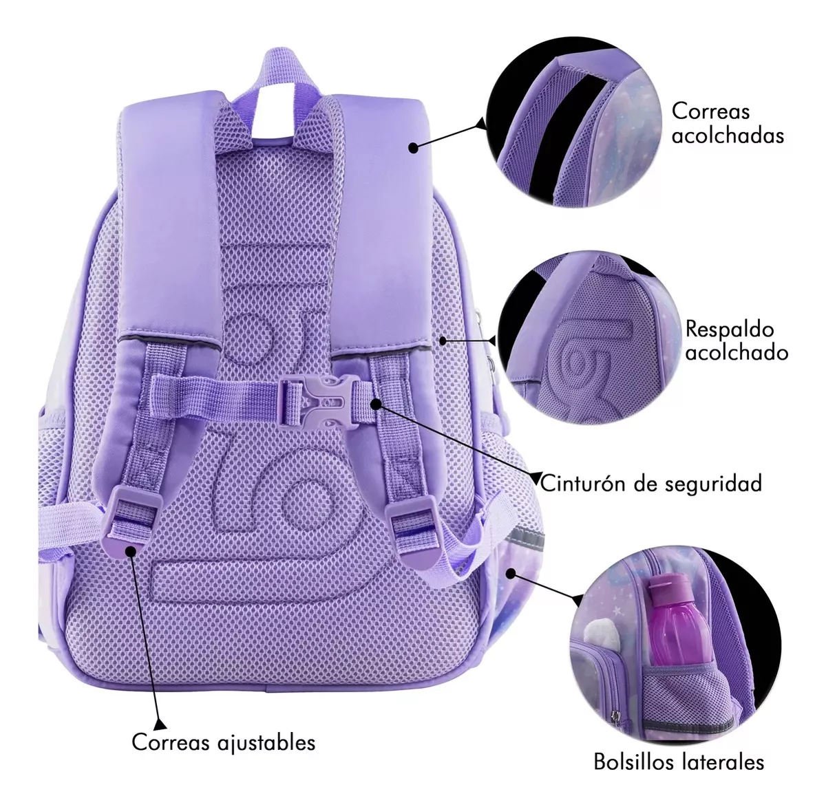 Foto 4 pulgar | Unicornio Diseño Mochila Escolar Violeta