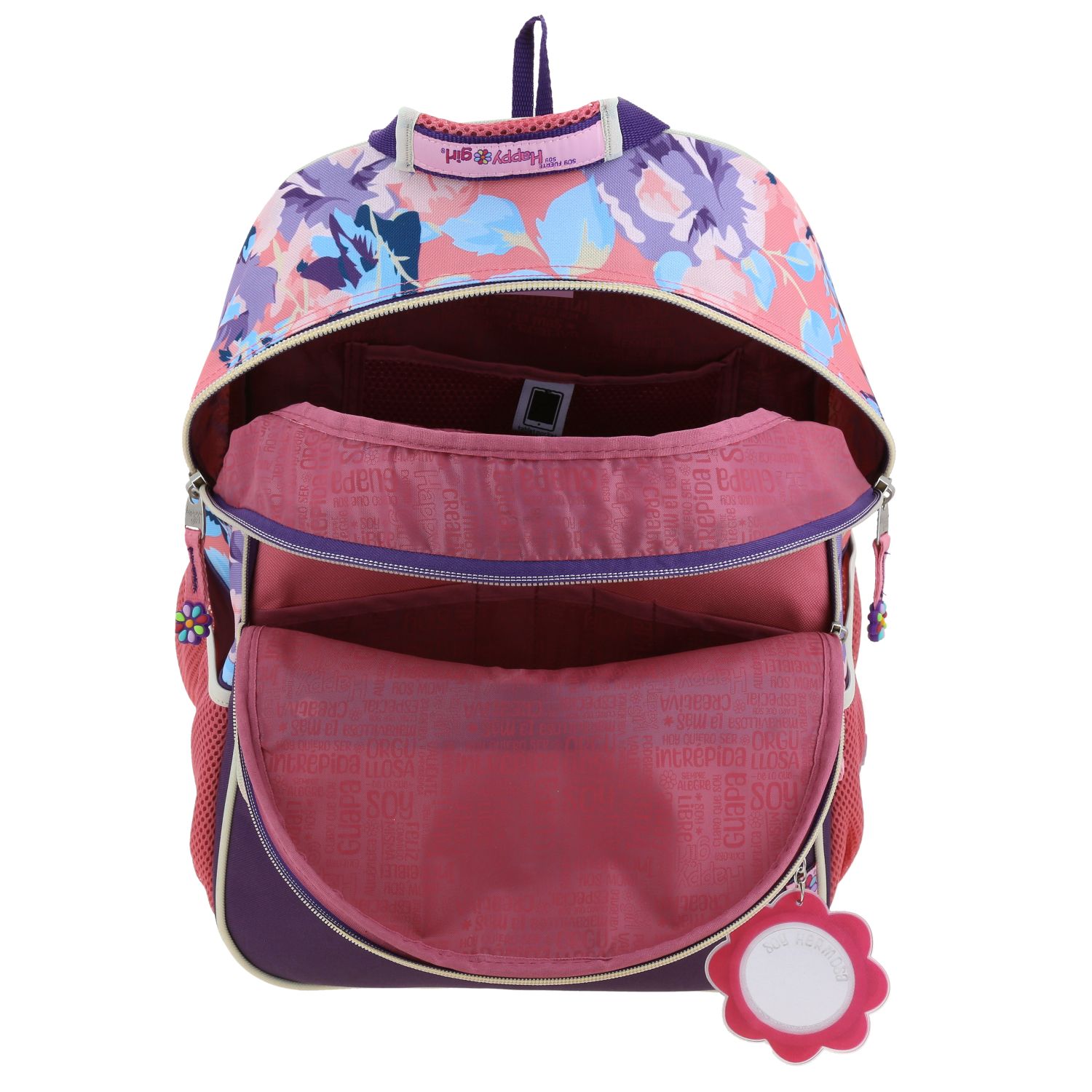 Foto 7 pulgar | Mochila Grande Escolar Chenson Happy Girl Porta Laptop Clear