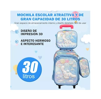 Foto 4 | Mochila Trolley 6 Ruedas Escuela Primaria 3 En 1 Azul/violeta