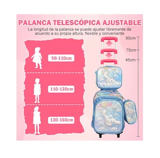 Foto 5 | Mochila Trolley 6 Ruedas Escuela Primaria 3 En 1 Azul/violeta