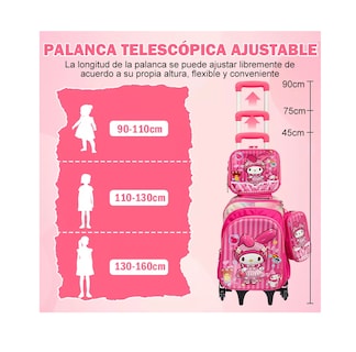 Foto 5 | Mochila Trolley 6 Ruedas Escuela Primaria 3 En 1 Rosa