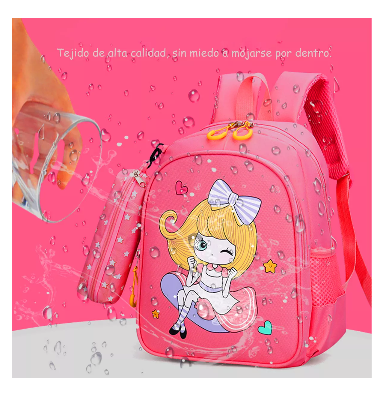 Foto 3 pulgar | Mochila Impermeable Para Estudiantes De Escuela Rojo