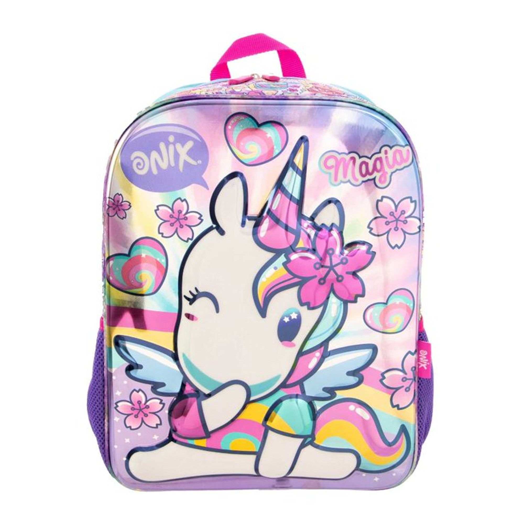 Mochila Primaria Ruz Onix Unicornio 3d Metálico