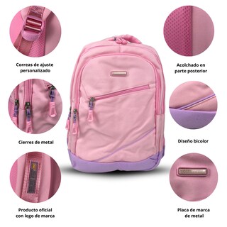 Foto 2 | Mochila Golden Star Primaria Para Niña Bicolor Df-8990 Color Rosa