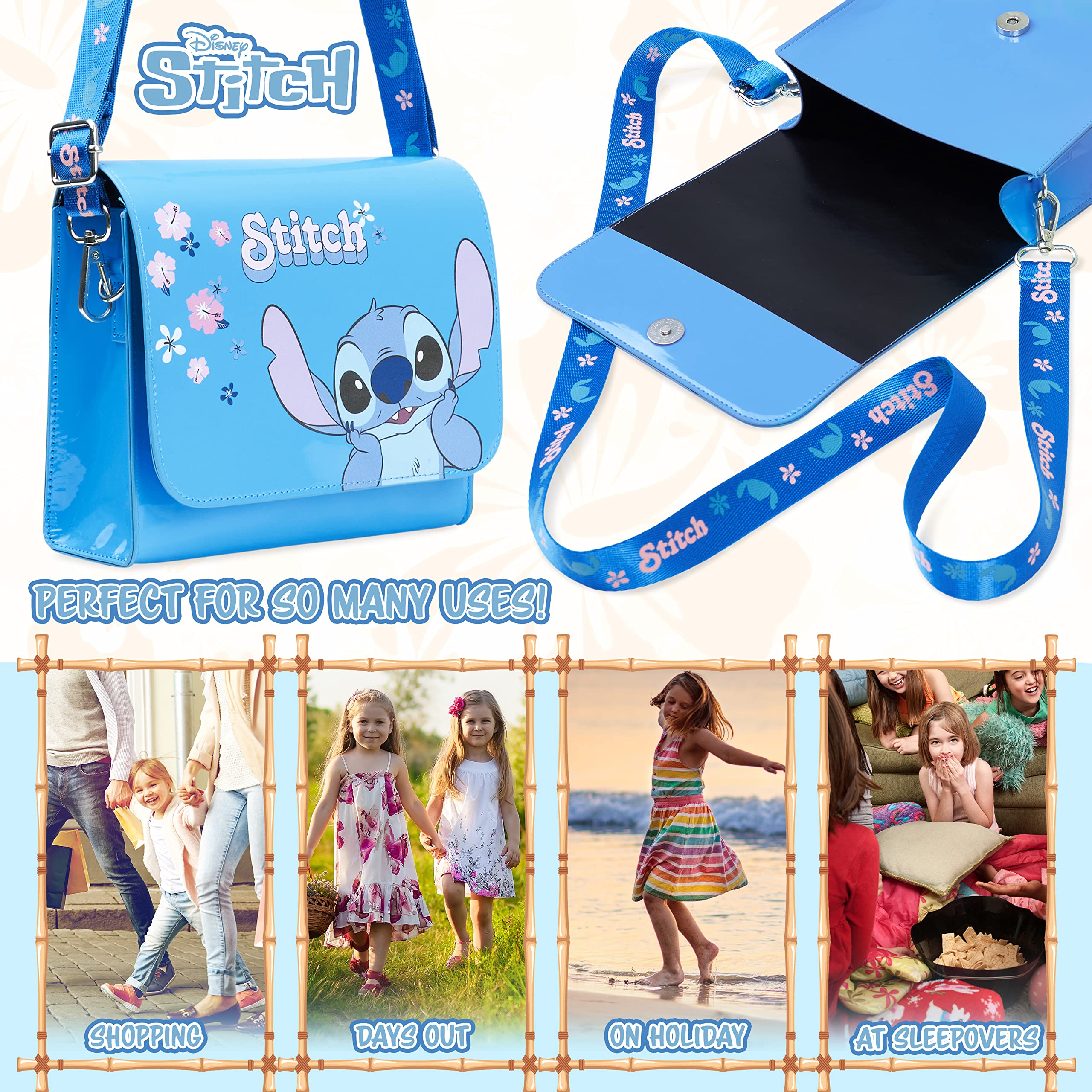 Foto 5 pulgar | Bandolera Disney Stitch Para Mujer Y Adolescente Azul - Venta Internacional.