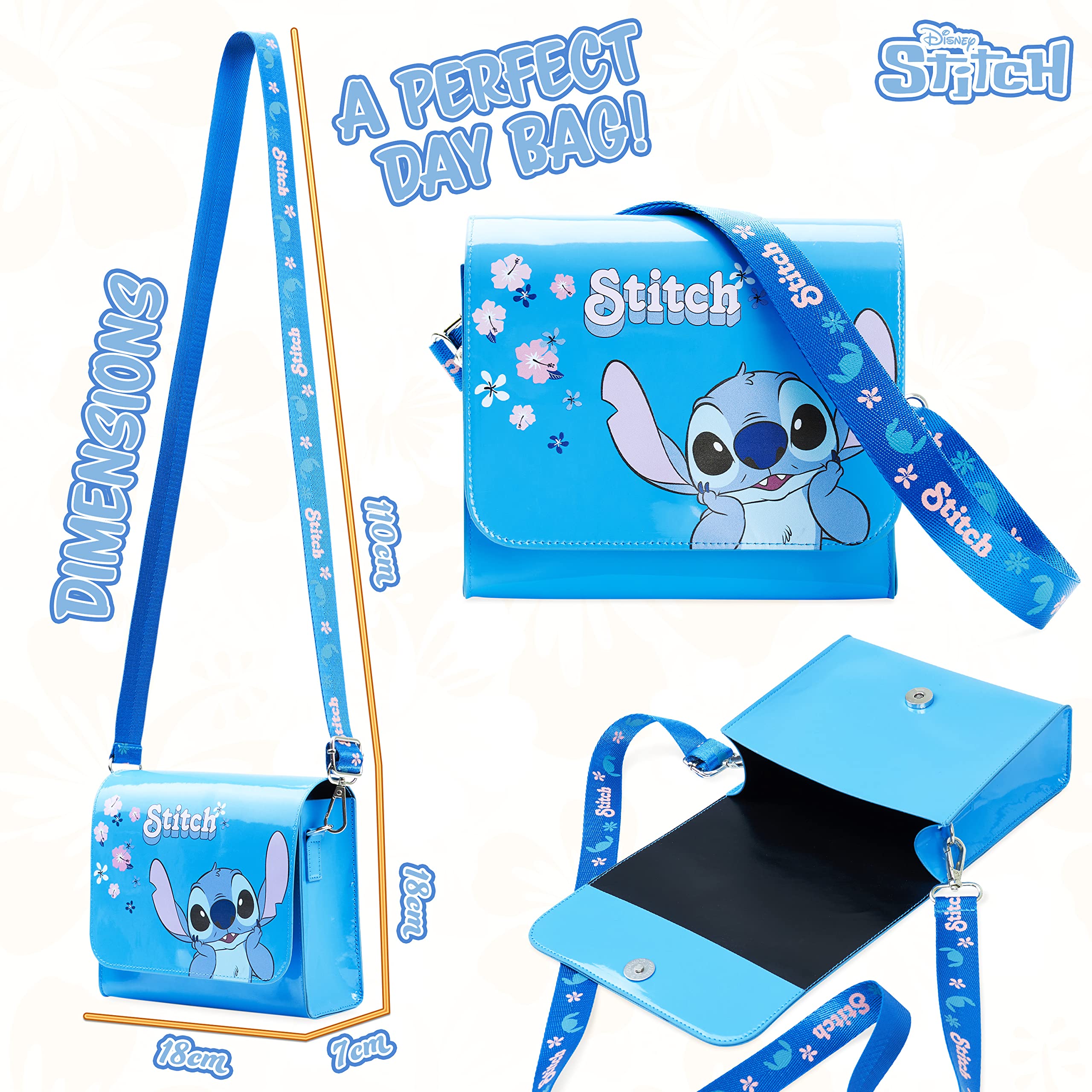 Foto 7 pulgar | Bandolera Disney Stitch Para Mujer Y Adolescente Azul - Venta Internacional.