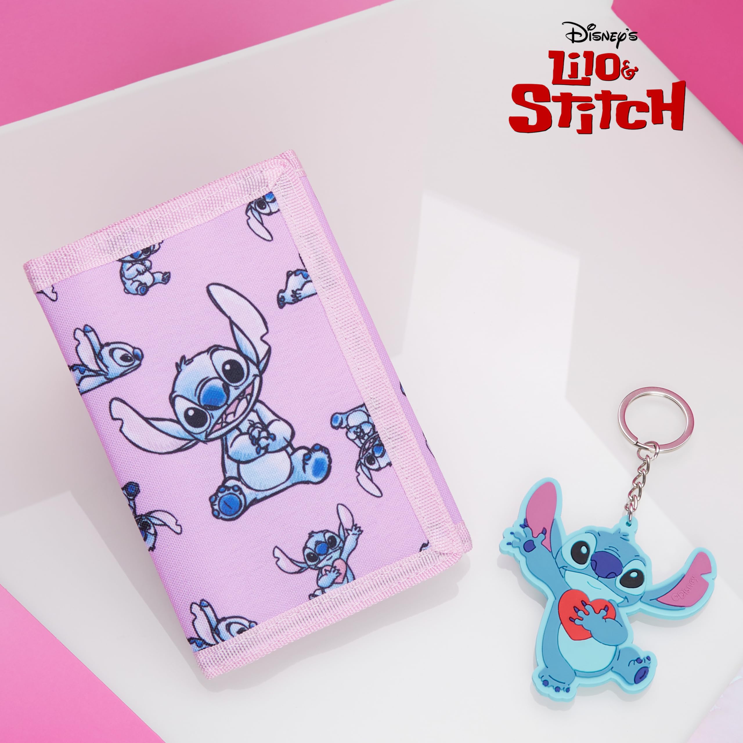 Foto 3 pulgar | Set De Cartera Y Llavero Disney Stitch Para Niños, Color Rosa - Venta Internacional.